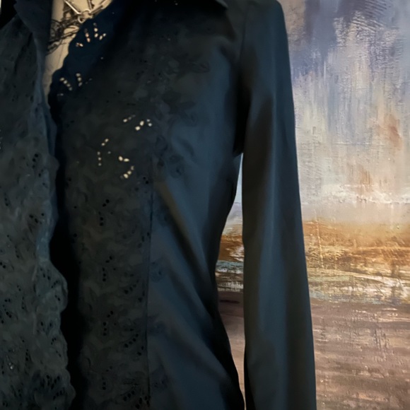 Sisley black blouse, size M, fits like a small ( see measurements ) - Picture 4 of 15